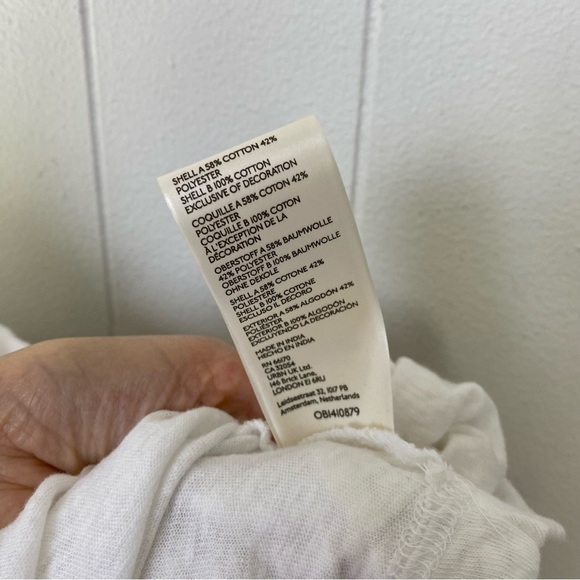 Free People Womens Market Embroidery Trim Tassel Tie V-Neck Tee White Size XS - Picture 12 of 14